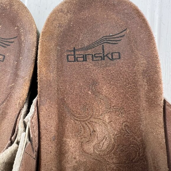 Womens Dansko Beaded Leather Thong Sandals Size 36 Embellished Brown - Picture 2 of 6